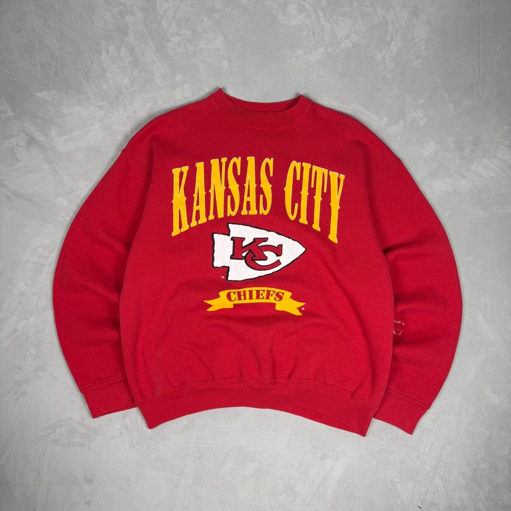 90s Women Artex Kansas City Chiefs NFL Graphic Crewneck Sweatshirt Red Large
